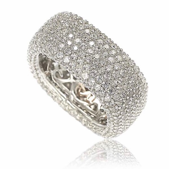 Suzy Levian Jewelry - Suzy Levian Sterling Silver & White CZ Diamond Square Ring Size 6.5 NWOT